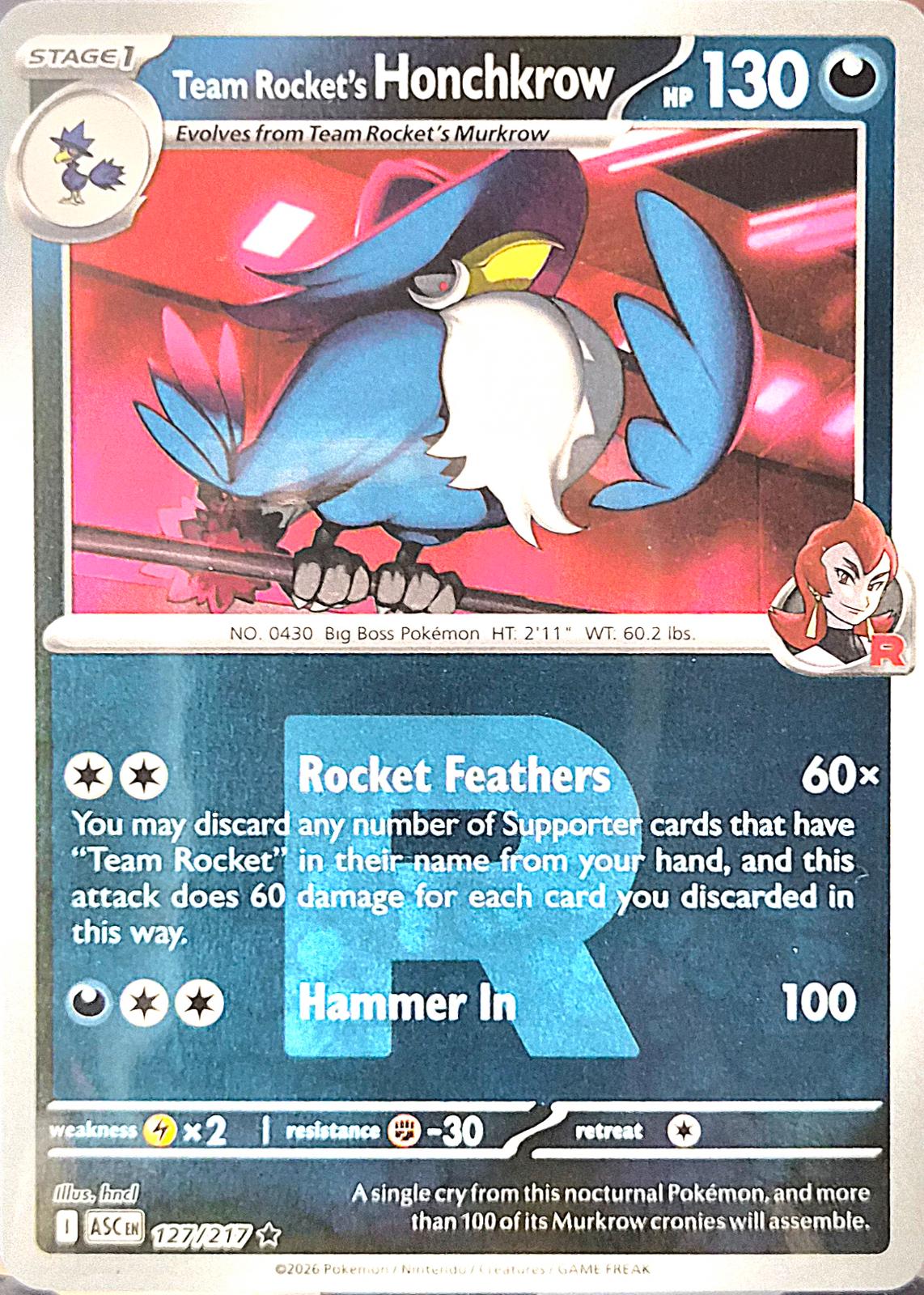 Team Rocket's Honchkrow [Reverse Holo]